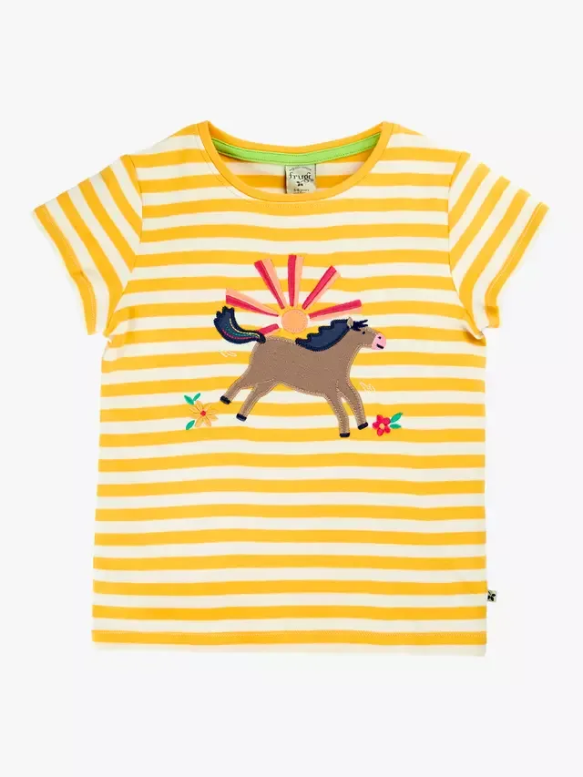 Детская футболка Camille с аппликацией, шмель/лошадь Frugi