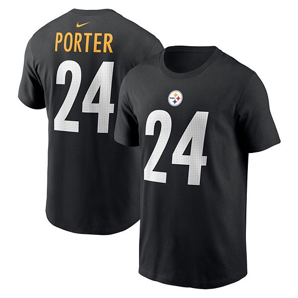 Футболка с именем и номером игрока Joey Porter Jr Pittsburgh Steelers NFL Draft 2023 черная Nike — фото 2