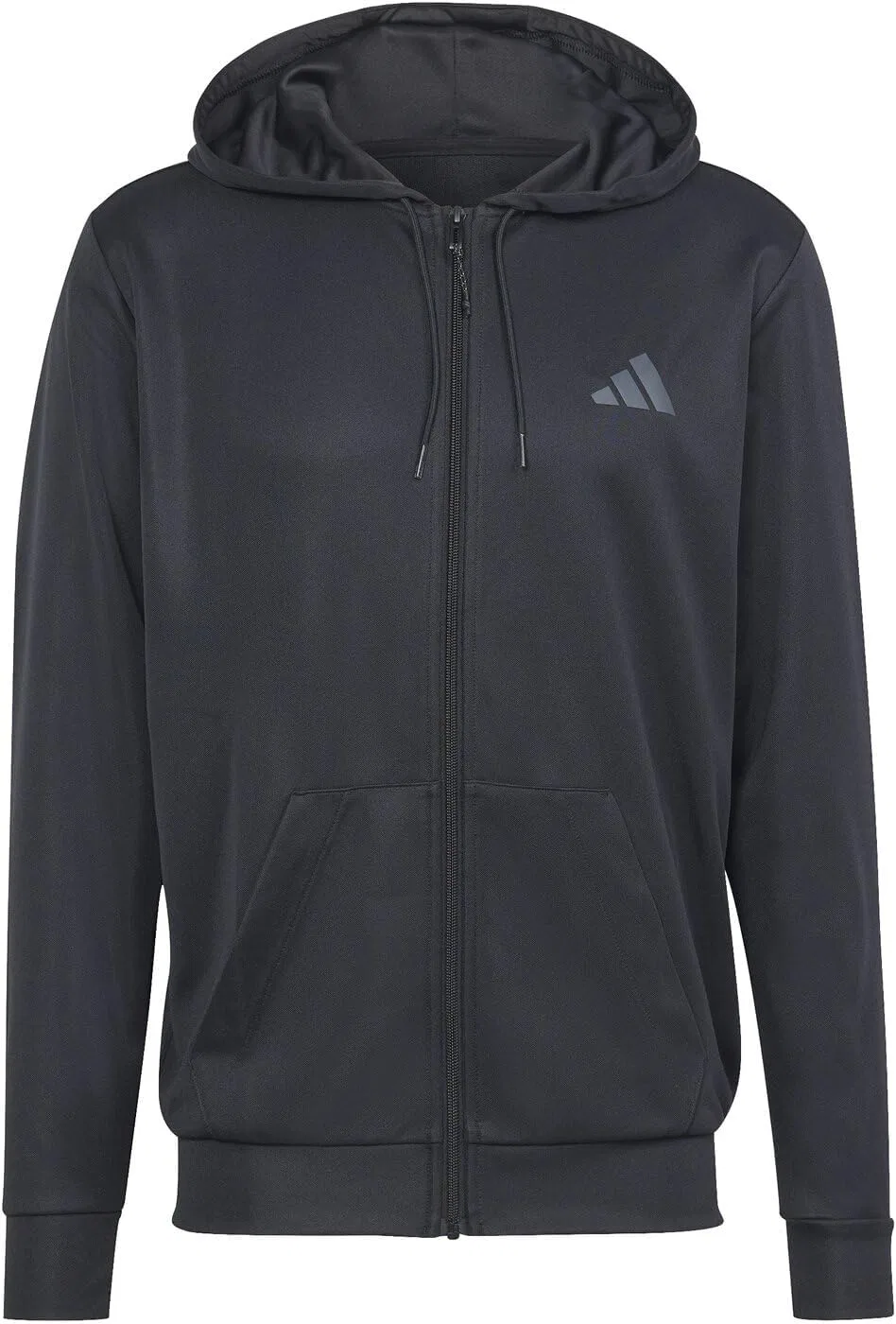 Мужская худи с полной застежкой-молнией, бренд Adidas, цвет Black