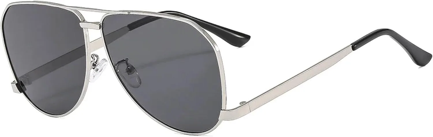 

Модные большие овальные солнцезащитные очки для женщин в винтажном панк-стиле с металлической оправой, мужские с защитой от УФ-излучения UV400 TOIPASTN, Silver Black