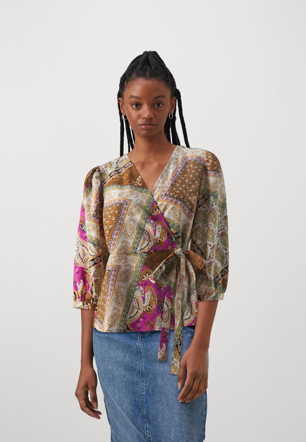 

Блузка VISCARFYS WRAP VILA, цвет bronze brown/multi-coloured