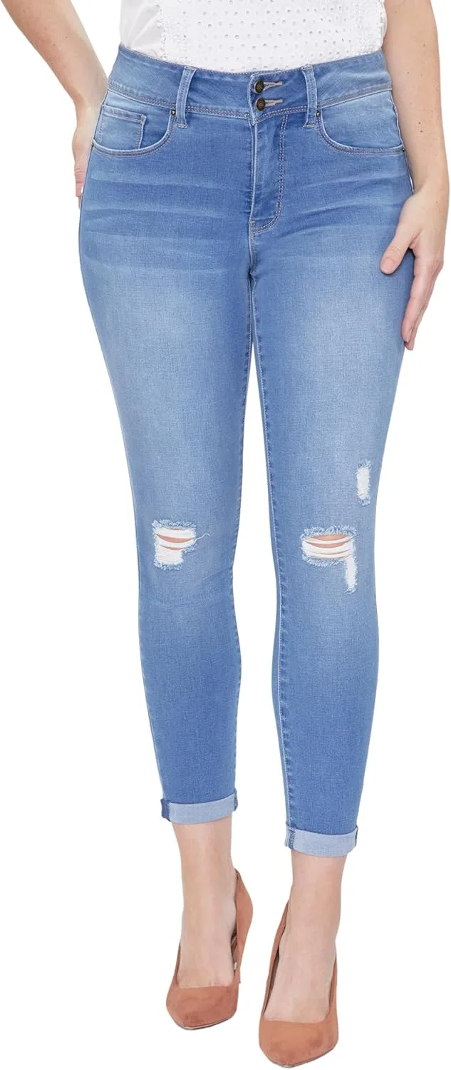 

Royalty for Me Women's Tummy Control 2 Button Rolled Cuff Jean