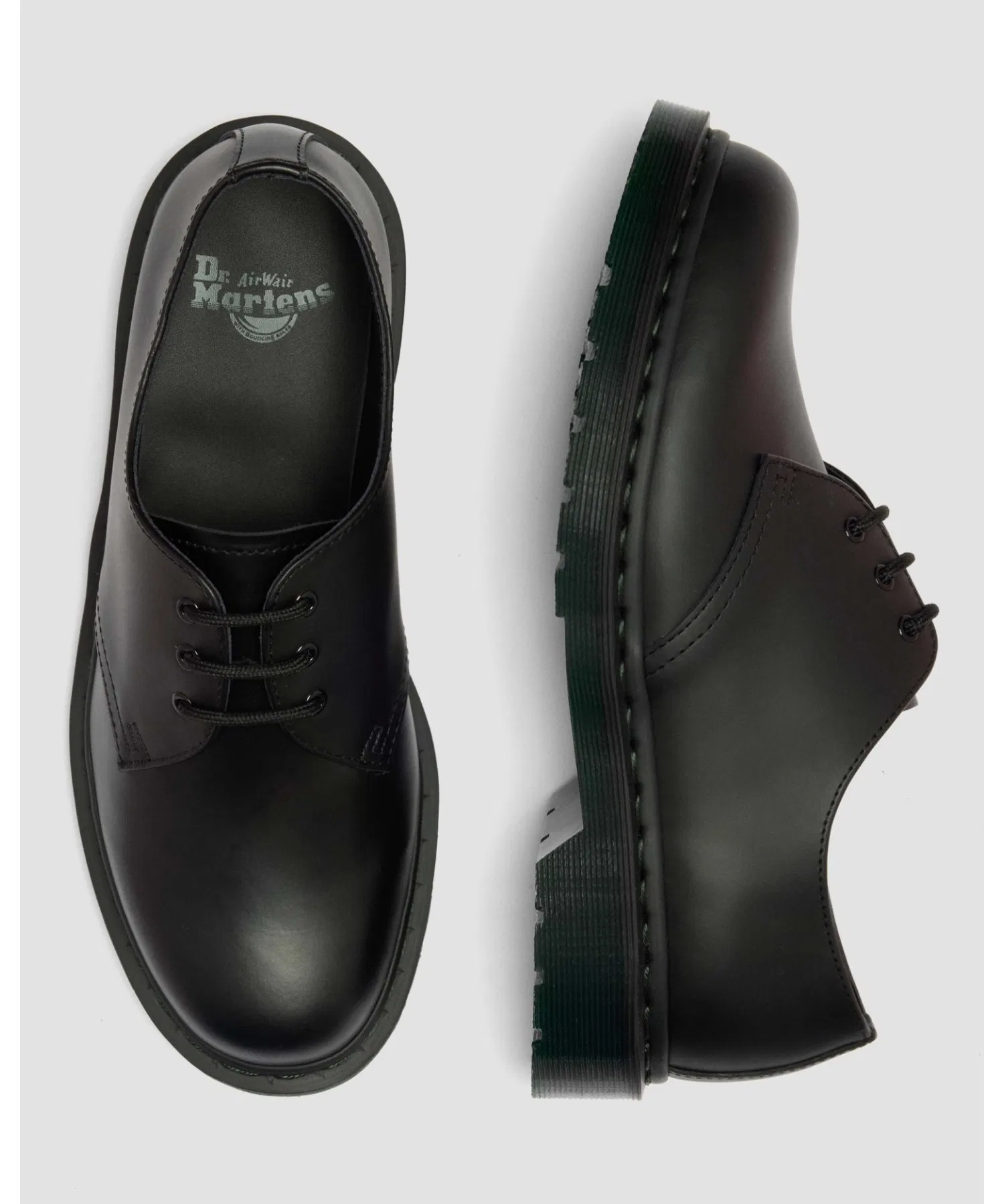 Унисекс обувь Dr. Martens 1461 с зелёной подошвой чёрные — фото 2