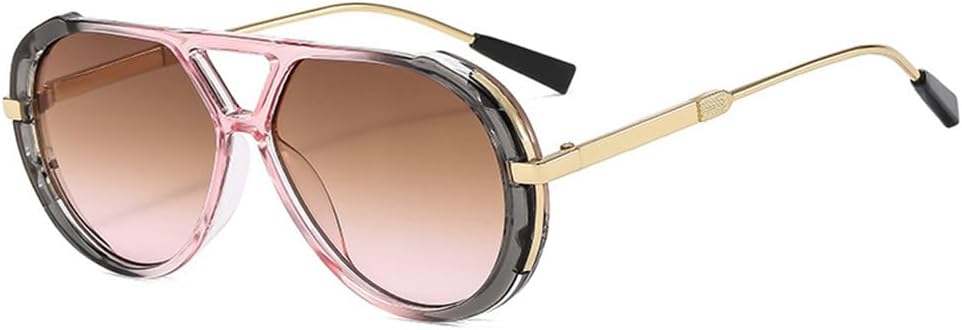 

Солнцезащитные очки UV400 с двойной перемычкой и металлическими градиентными линзами для женщин и мужчин, для бега и занятий спортом на открытом воздухе UYPTK, Grey Pink Tea