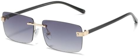 

Модные коричневые солнцезащитные очки без оправы для женщин, металлические солнцезащитные очки для мужчин, простые очки без оправы, защита от УФ-излучения UV400 MTZJH, C3 Gray