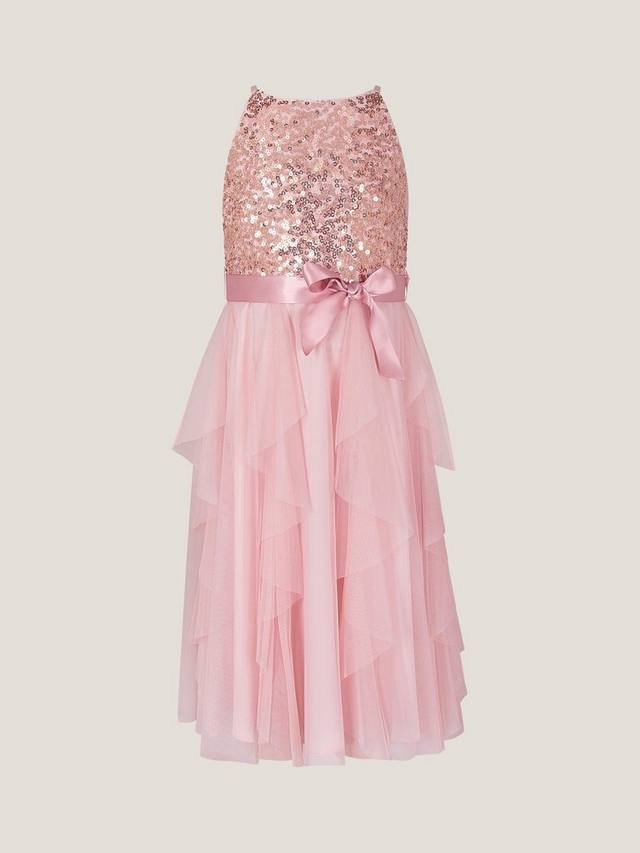 

Детское платье без рукавов из тюля с пайетками Monsoon, Pink