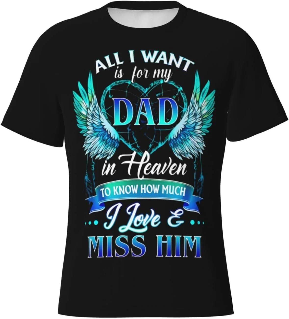 

Футболка Happy Fathers Day in Heaven Dad, Crewneck, короткий рукав NEzih