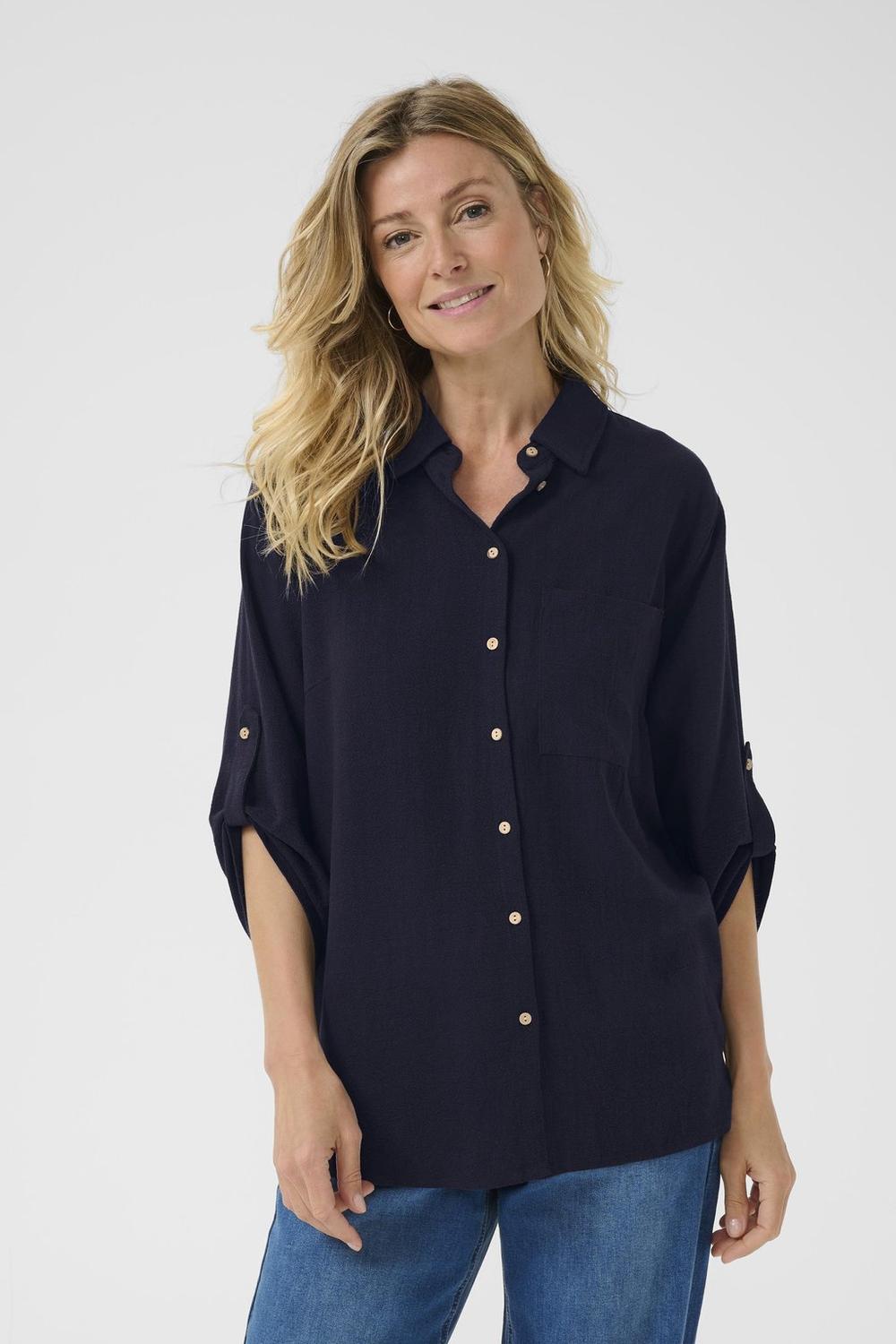 

Блузка на пуговицах KAMRI Love Copenhagen, темно-синий