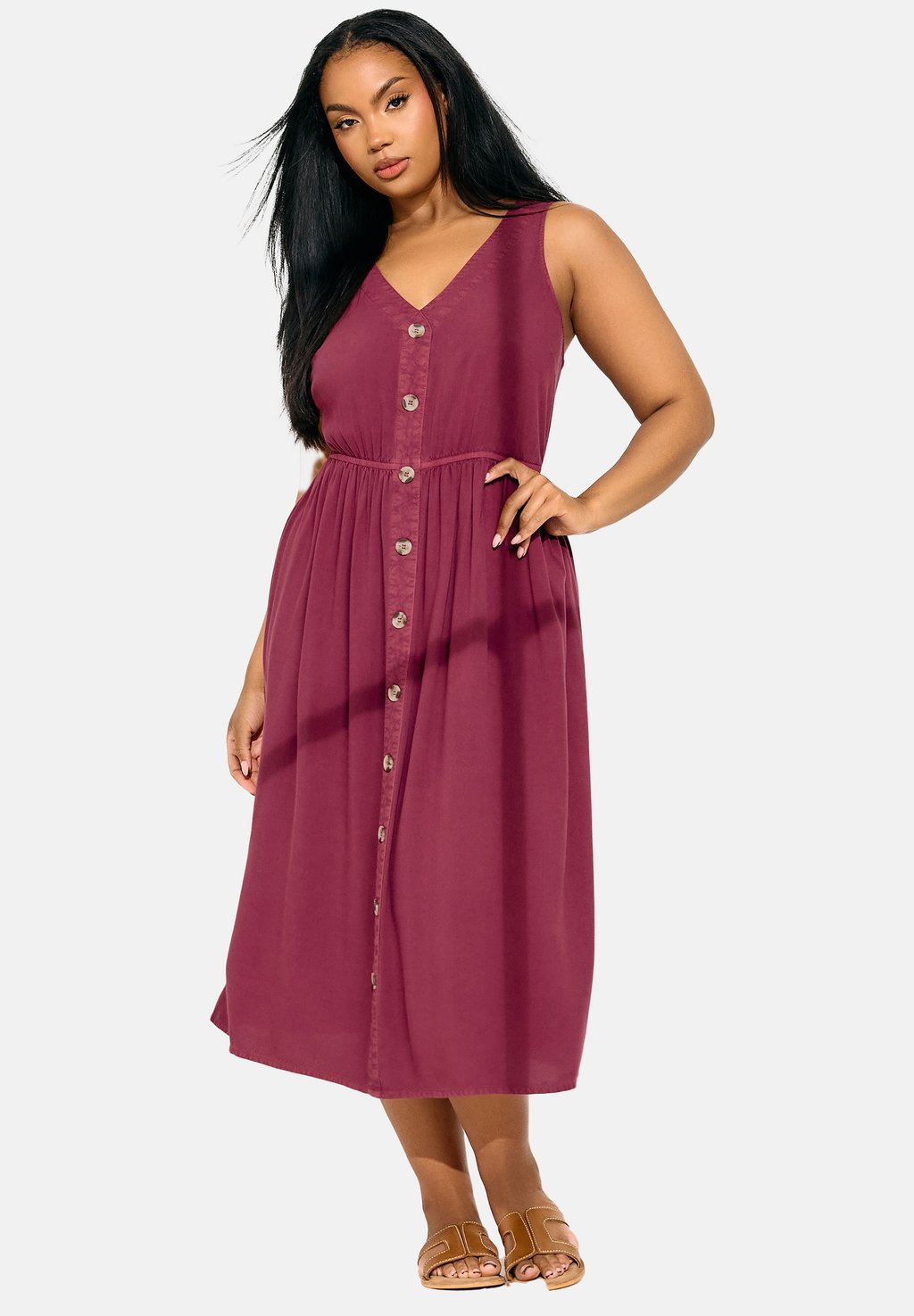 

Джинсовое платье BUTTON THROUGH CHAMBRAY Yours Clothing, красный