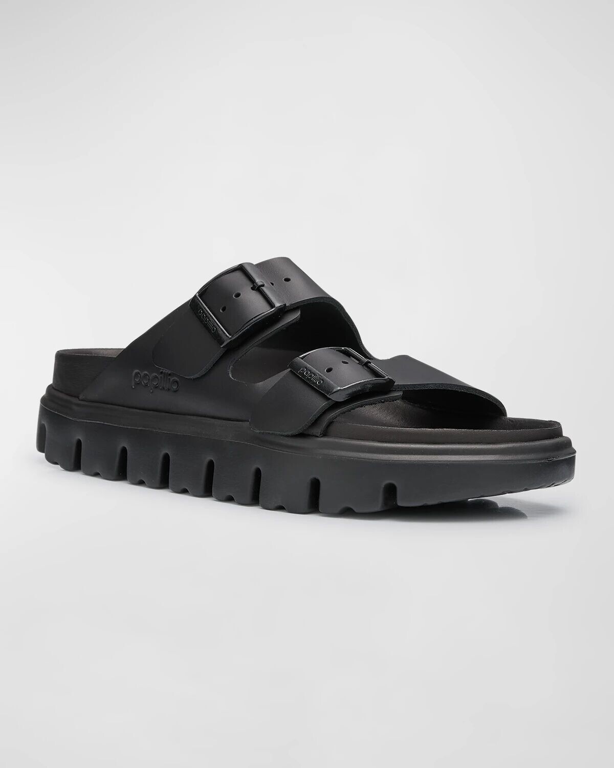 Изысканные кожаные сандалии на платформе Arizona с двумя пряжками BIRKENSTOCK, цвет Black — фото 2