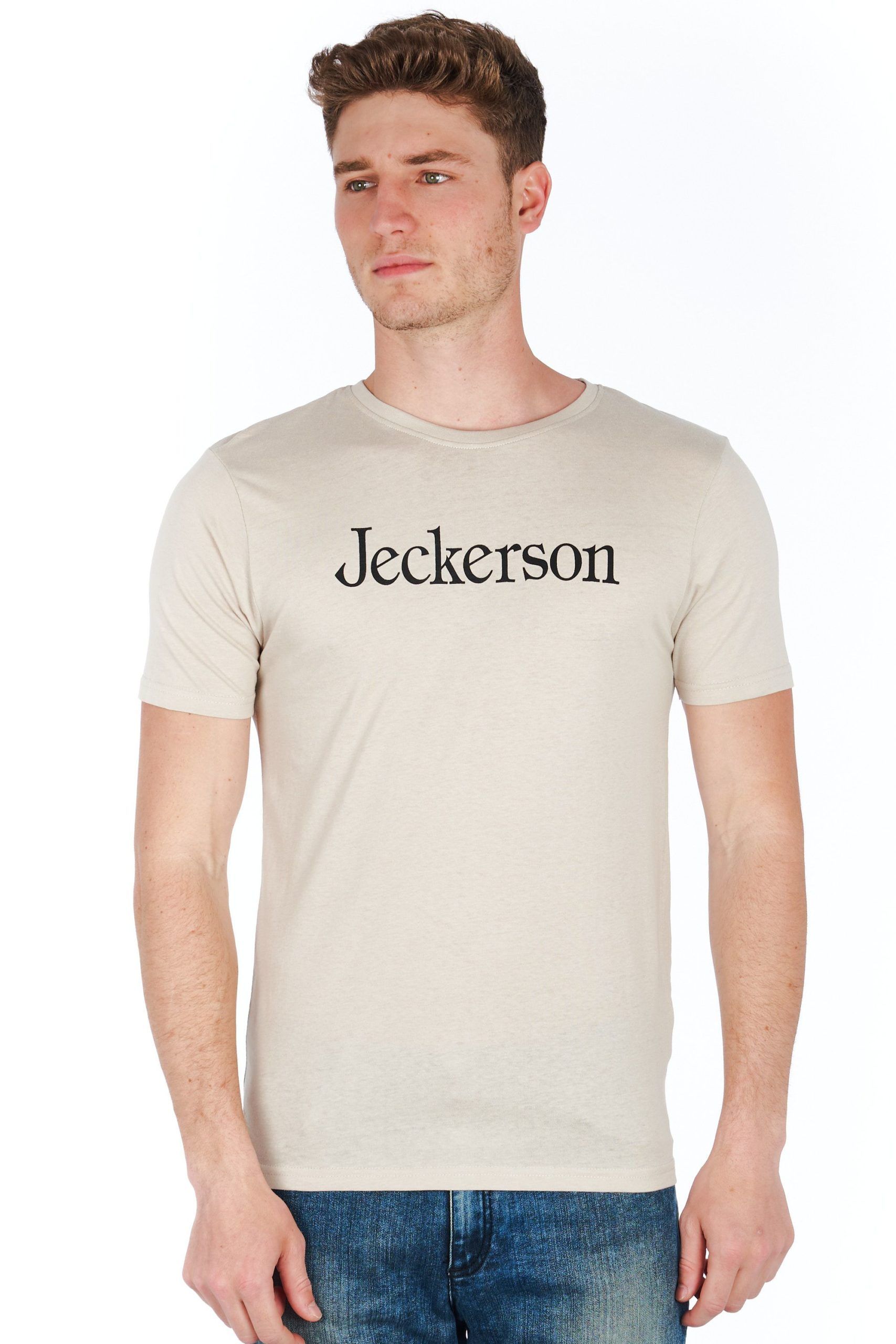 

Мужская футболка из серебристого хлопка Jeckerson