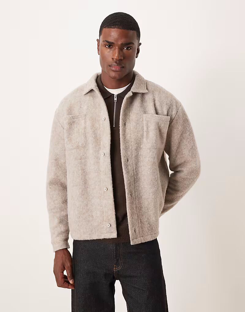 

Свободная куртка бежевого цвета с шерстяным эффектом Asos Design