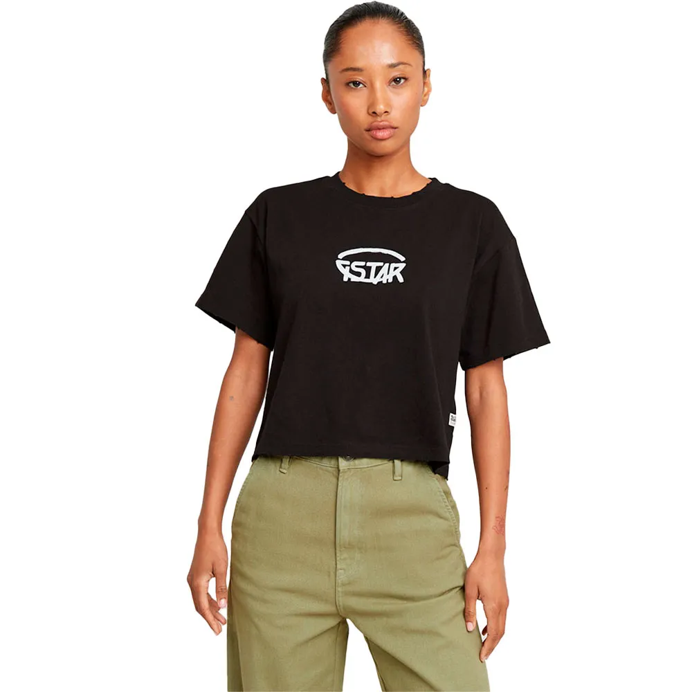 

Футболка с коротким рукавом G-Star Cropped Logo Relaxed, черный