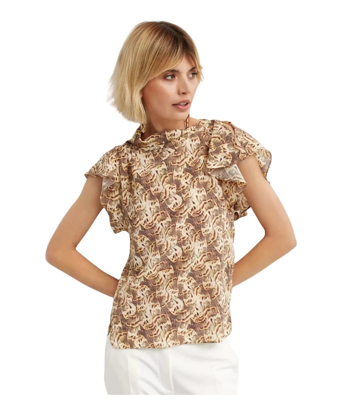 

Шелковая блузка с короткими рукавами Isabel Marant, коричневый