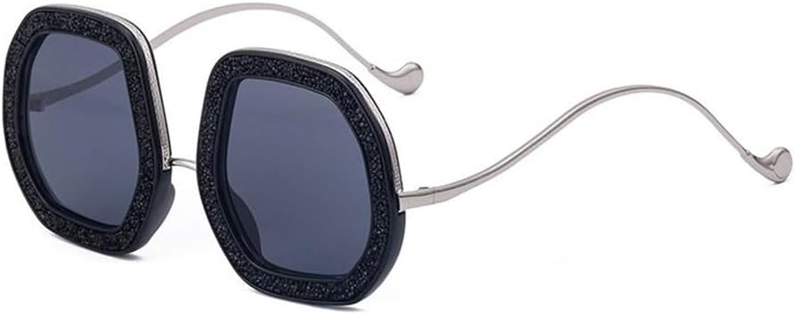 

Крупные солнцезащитные очки неправильной формы для женщин, роскошные солнцезащитные очки с блестящими бриллиантами, модные солнцезащитные очки в форме многоугольника TYUVIVO, C1-1 Silver Black