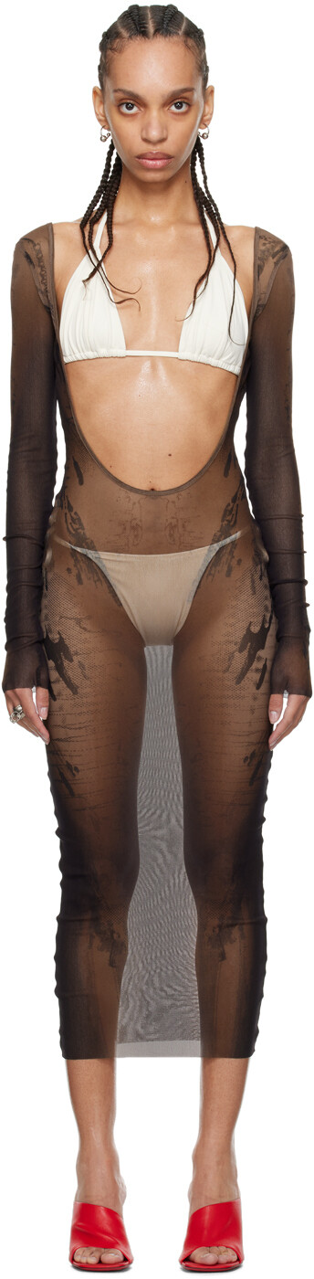 

Коричневое платье-миди Hayne Oliver Edition Jean Paul Gaultier