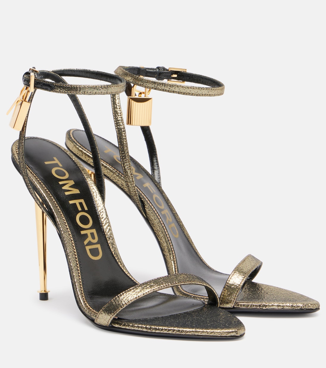 Босоножки Padlock 105 металлик сандалии Tom Ford, Dark Gold