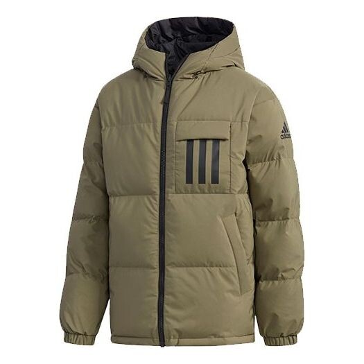 

Пуховик adidas Rev 3st Down Ho Stay Warm Reversible Outdoor hooded down Jacket Khaki Brown, коричневый