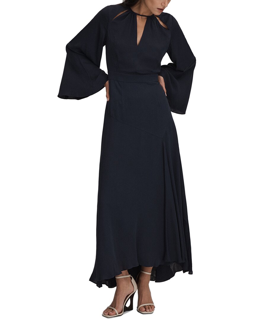 

Reiss Andra платье миди с фонариками на рукавах, темно-синий