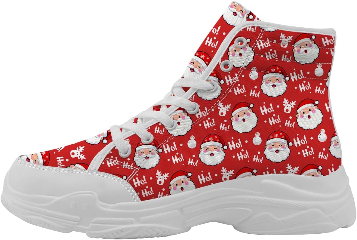 

Рождественские высокие кеды для женщин, тканевые кроссовки на платформе со шнуровкой, подарки для нее и для него Generic, белый/красный