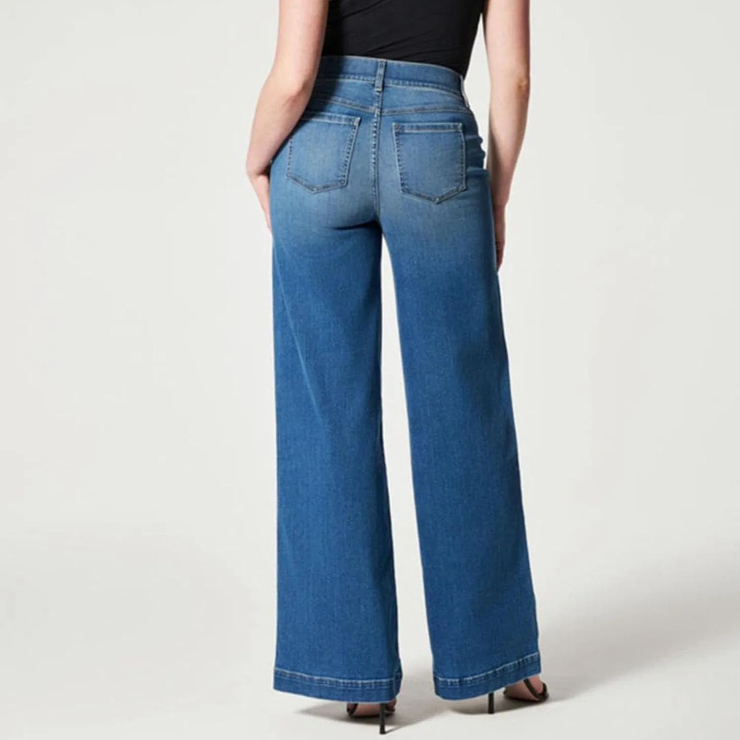 Широкие джинсы женские high waisted baggy stretch straight leg — фото 4