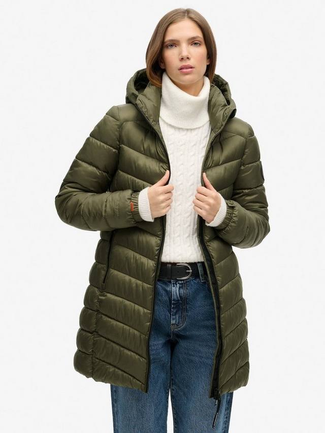 

Мягкое пальто с капюшоном fuji средней длины Superdry, цвет Dusty Olive Green