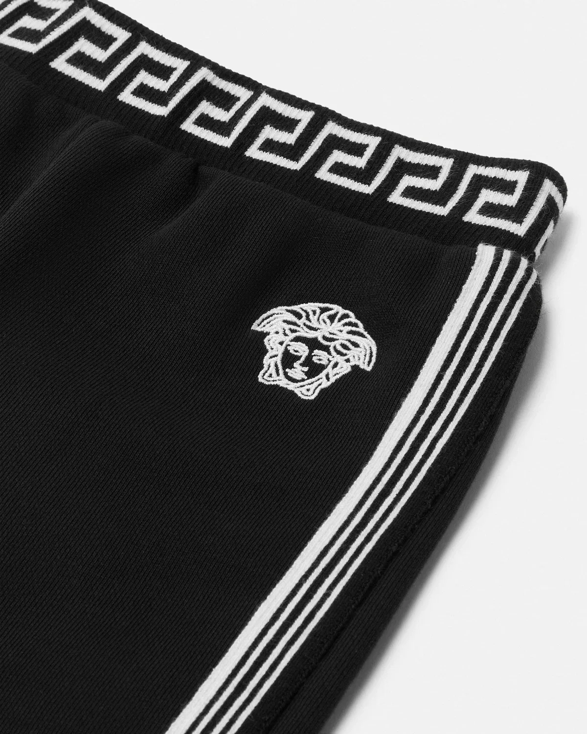 Детские вышитые спортивные штаны из хлопкового джерси VERSACE, черный — фото 4