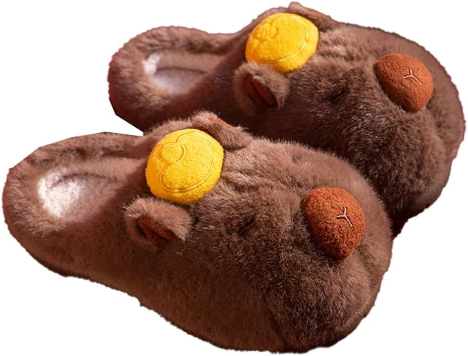 

Меховые тапочки с подкладкой из флиса для женщин и мужчин, теплые зимние тапочки, парный стиль, милые домашние тапочки Yafirgeer, Coffee