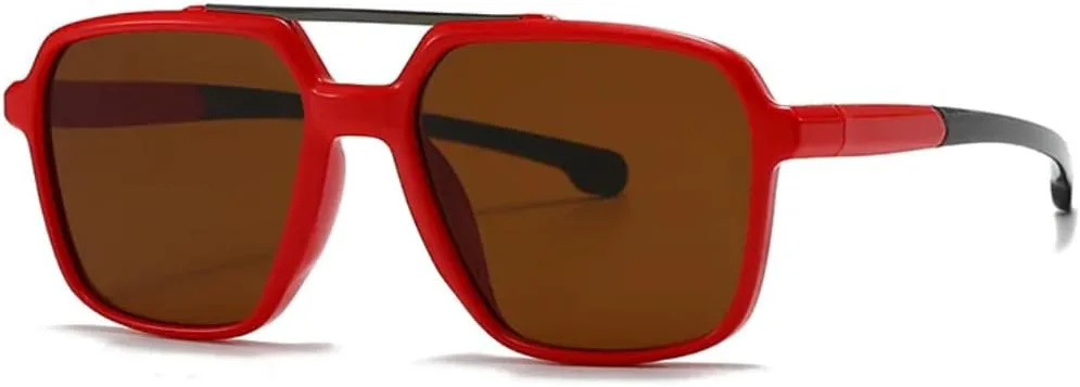 

Винтажные солнцезащитные очки с двойной перемычкой для мужчин, роскошные классические женские очки для вождения, защита от УФ-излучения UV400 VRTRFFTR, C3 Red Tea