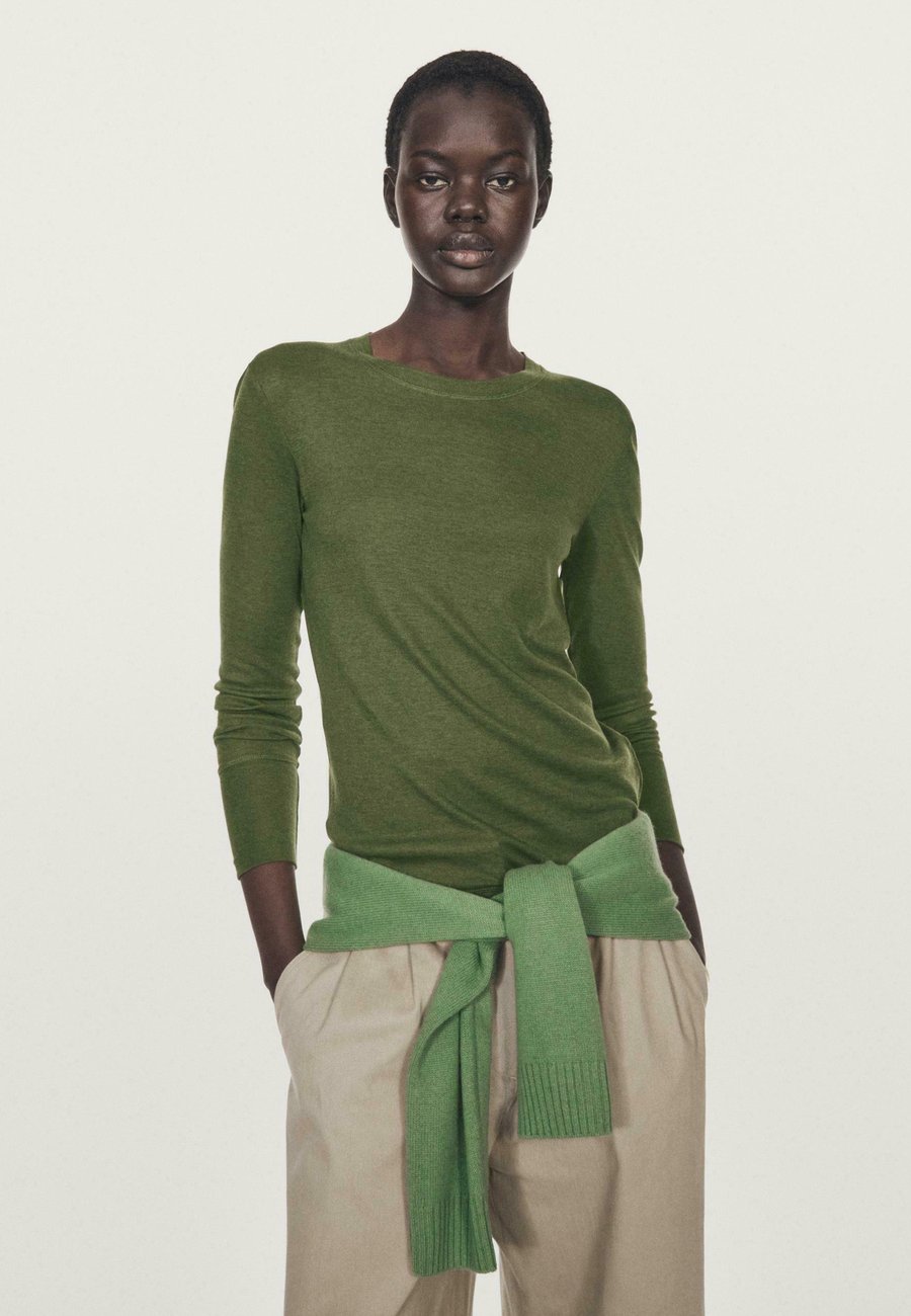 

Джемпер Massimo Dutti LONG SLEEVE WITH RIBBED TRIMS, Mottled Dark Green