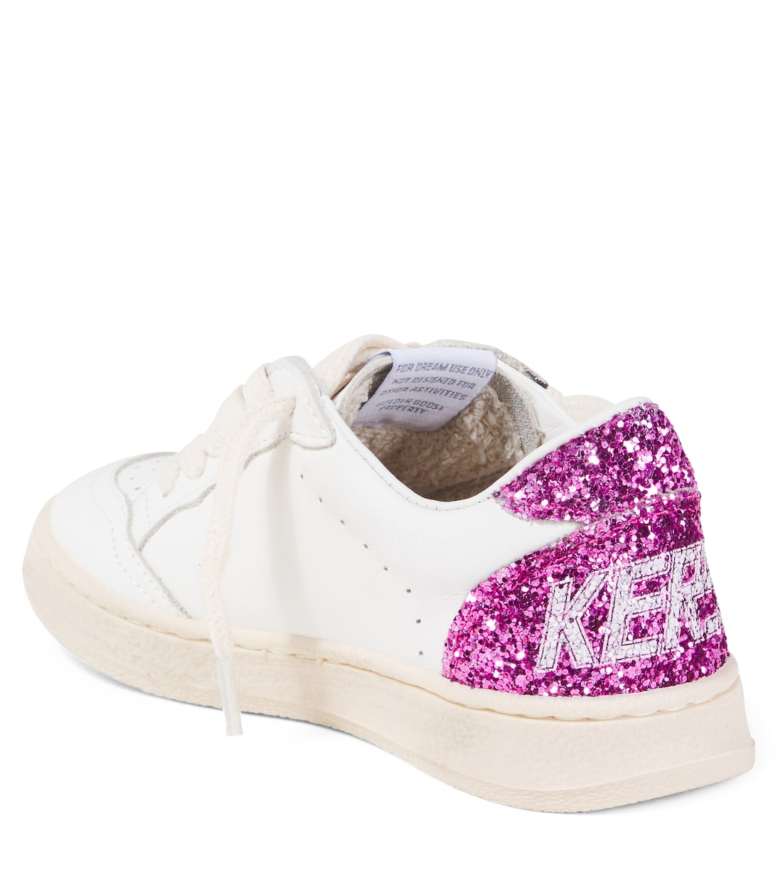 Ballstar кроссовки из кожи с блестками Golden Goose Kids, White/Silver/Pink — фото 2