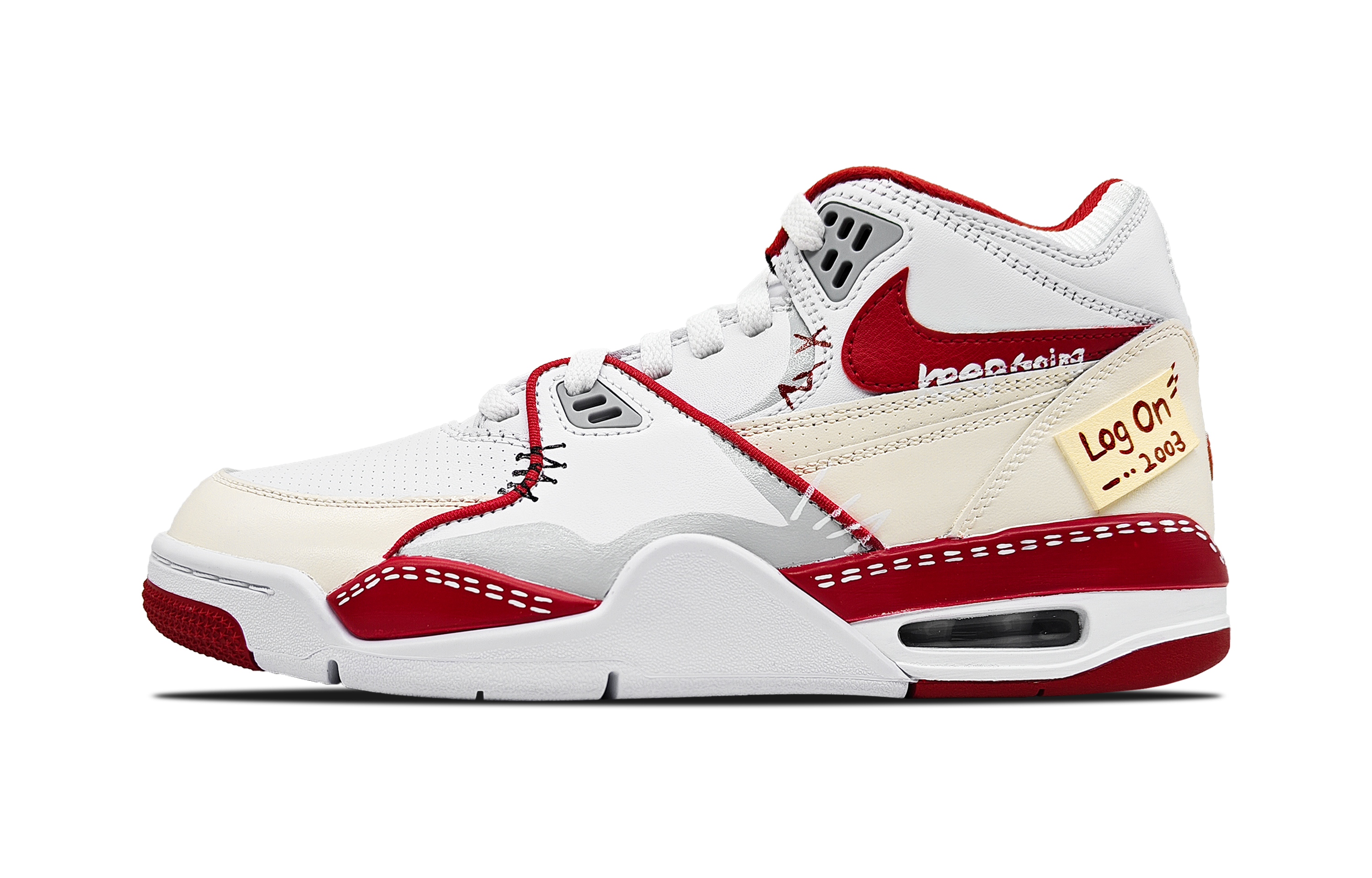 

Nike Баскетбольные кроссовки Air Flight 89 с амортизацией, противоскользящие и износостойкие, винтажные, среднего размера, мужские, красные, белые