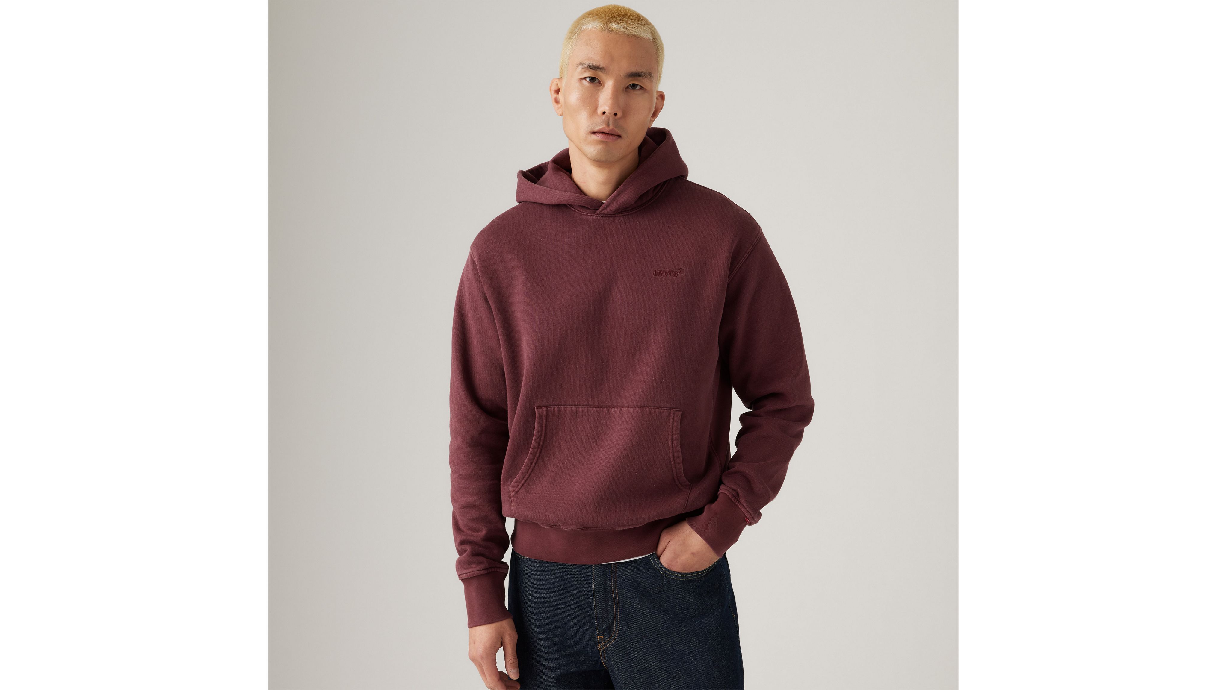 

Аутентичная толстовка с капюшоном Levi's, Garment Dye Tawny Port - Red