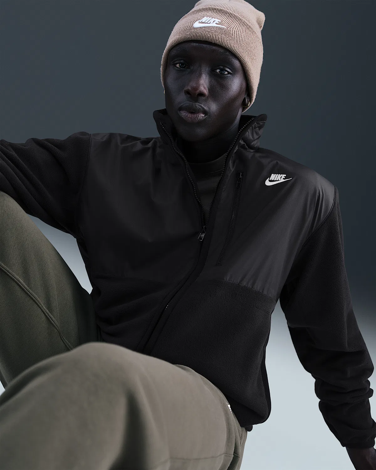Мужская зимняя куртка на молнии Nike Sportswear Club, Black/Black/White — фото 3