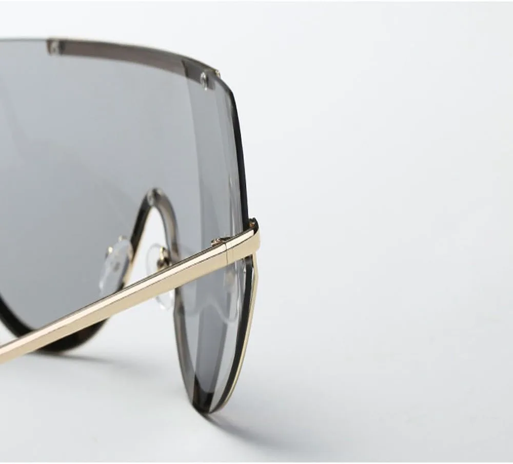 

Большие металлические солнцезащитные очки в стиле панк для женщин, полуободковые, с линзами-щитками. Модные женские солнцезащитные очки JWMSXYQR, Blue Yellow