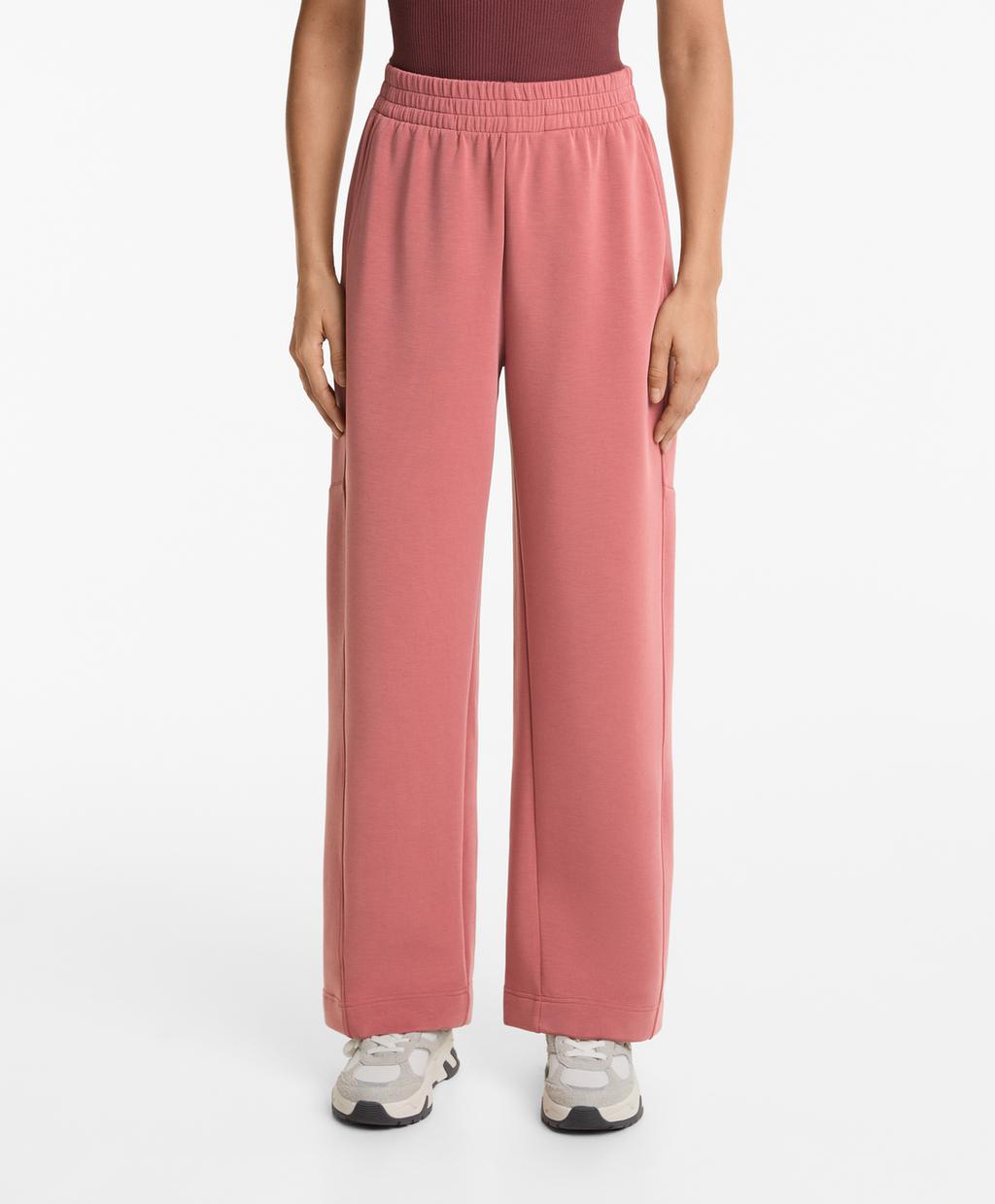 

Брюки прямого кроя с начесом из модала Oysho, цвет Blush