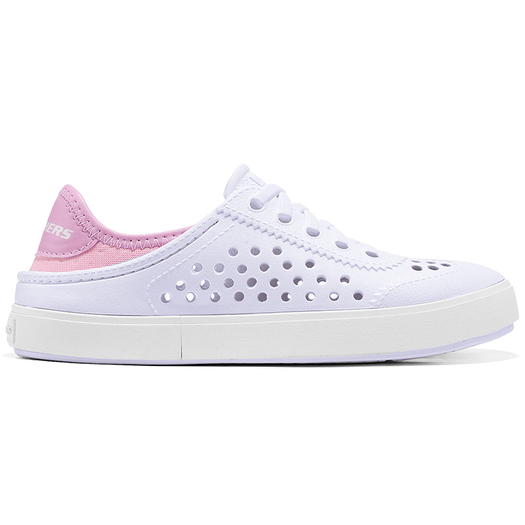 Skechers Kids Износостойкий дышащий нескользящий лоу-топ сандаль White/Pink детский — фото 2