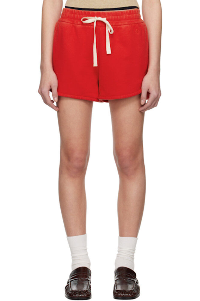 

Красные хлопковые махровые шорты Jil Sander