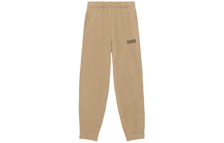 

Ganni Вязаные спортивные брюки женские, цвет хаки, с умеренными манжетами