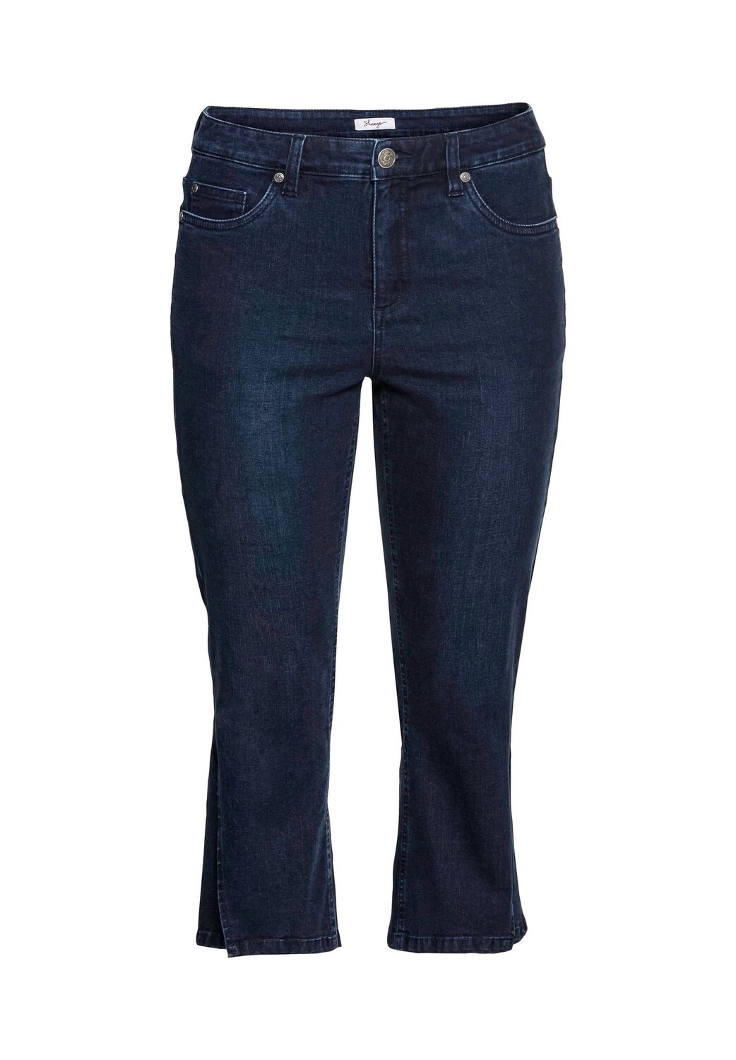 

Джинсы длины 7/8 с высоким разрезом по низу sheego, цвет Dark Blue Denim