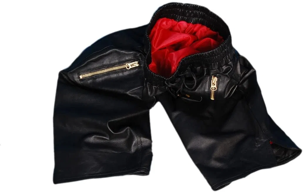 Мужские шорты Leather Kingdom, из овечьей кожи, черного цвета, прочные, для спорта, тренажерного зала, тренировок, бега и прогулок. LKSP30