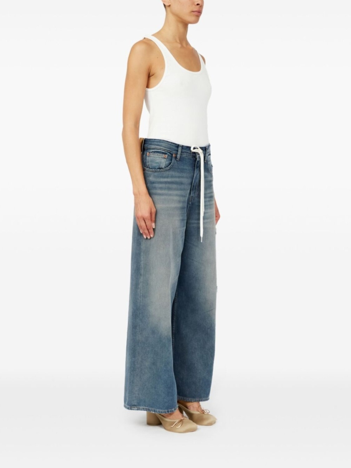 MM6 Maison Margiela широкие джинсы с кулиской, синий — фото 3
