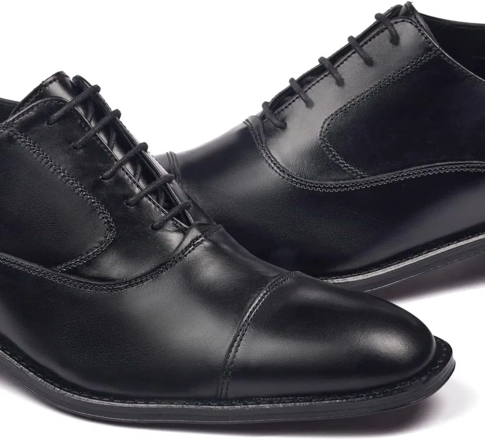 Мужские туфли MASALTOS Lift Shoes с невидимым каблуком, увеличивающие рост до 7 см. Модель Derbi, Black — фото 3