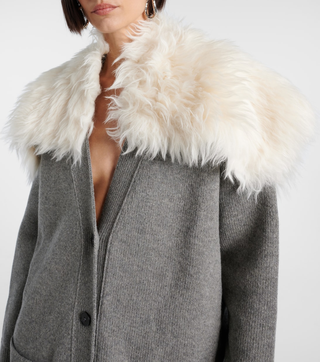 Кардиган из смеси шерсти, хлопка и кашемира Jil Sander, Volcanic Glass — фото 4