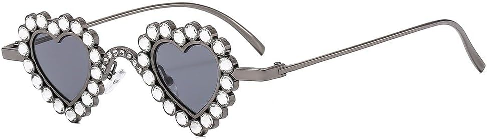 

Ретро-солнцезащитные очки в форме сердца, модные металлические очки с металлическим блеском, милые солнцезащитные очки, маленькие, яркие, для женщин, защита от ультрафиолета UV400 WNCKSQ, Gun Grey