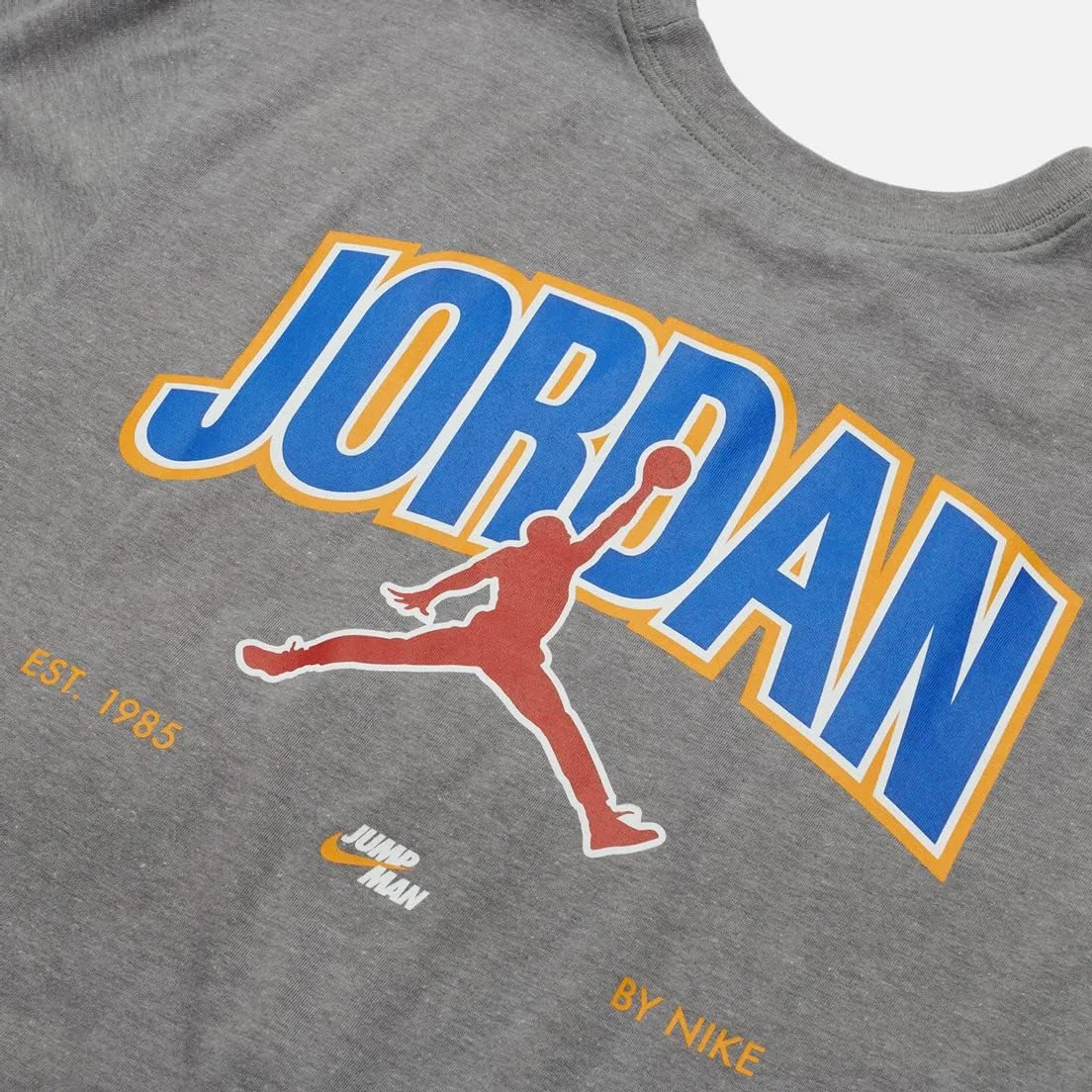 Футболка с принтом Jumpman мужская, размер от S до XL, цвет Carbon Heather Jordan, желтый/синий — фото 4