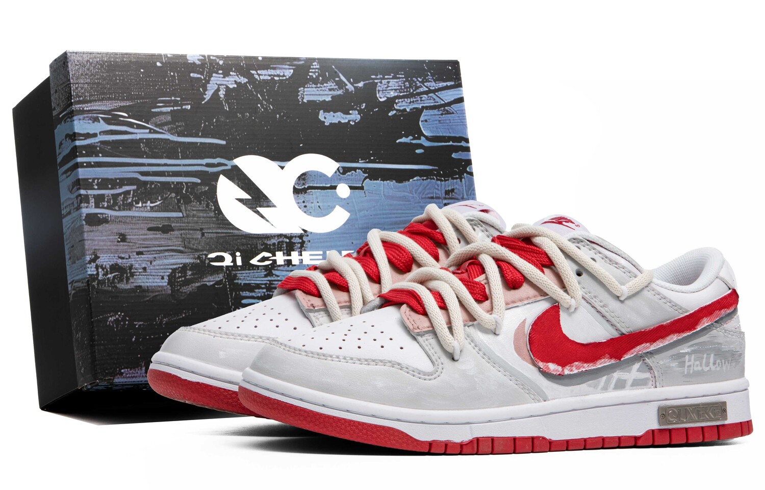 

Кроссовки Nike Dunk Skateboarding Shoes Men Low-top Grey/white/red, светло-серый