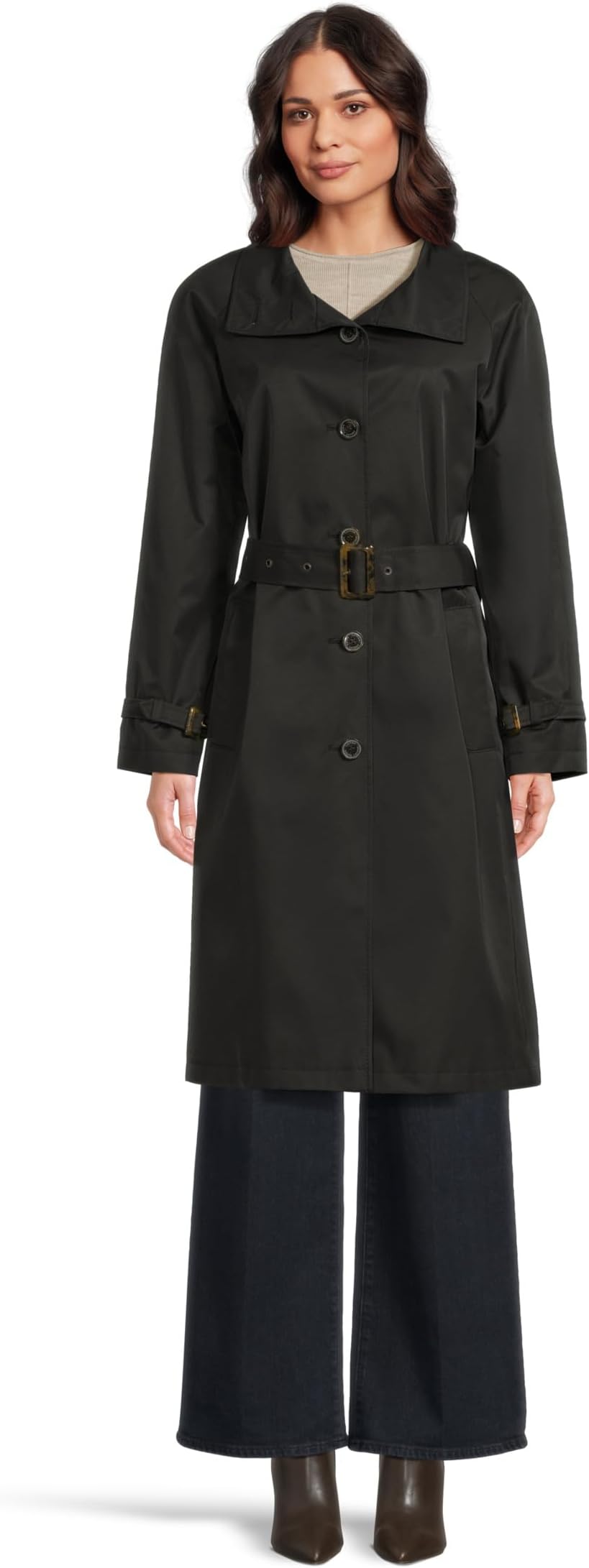 

Женское однобортное шерстяное пальто с поясом и воротником-стойкой Lauren Ralph Lauren, Black