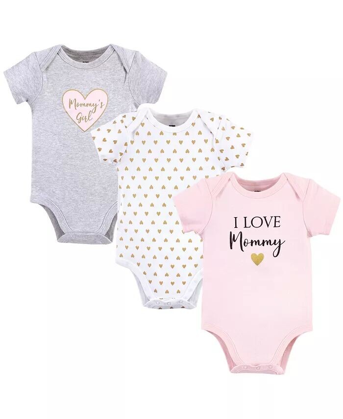 

Хлопковые боди для маленьких девочек, 3 шт Hudson Baby, розовый