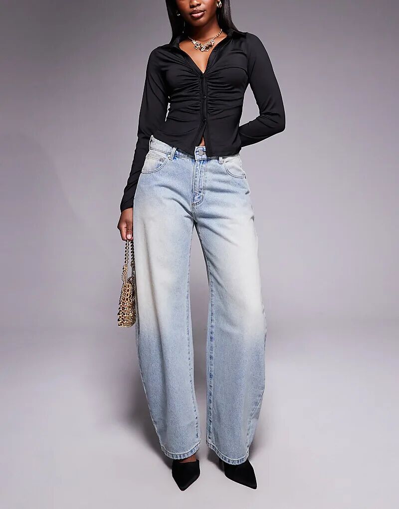 

Джинсы Abrand Jeans 95 средней посадки, светло-серого цвета, винтажная стирка